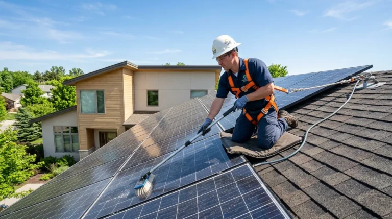 How to clean solar panels on a high roof safely