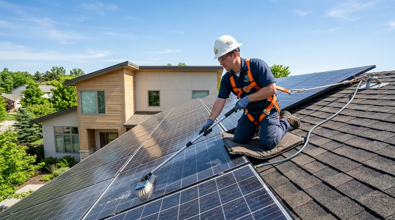 How to clean solar panels on a high roof safely