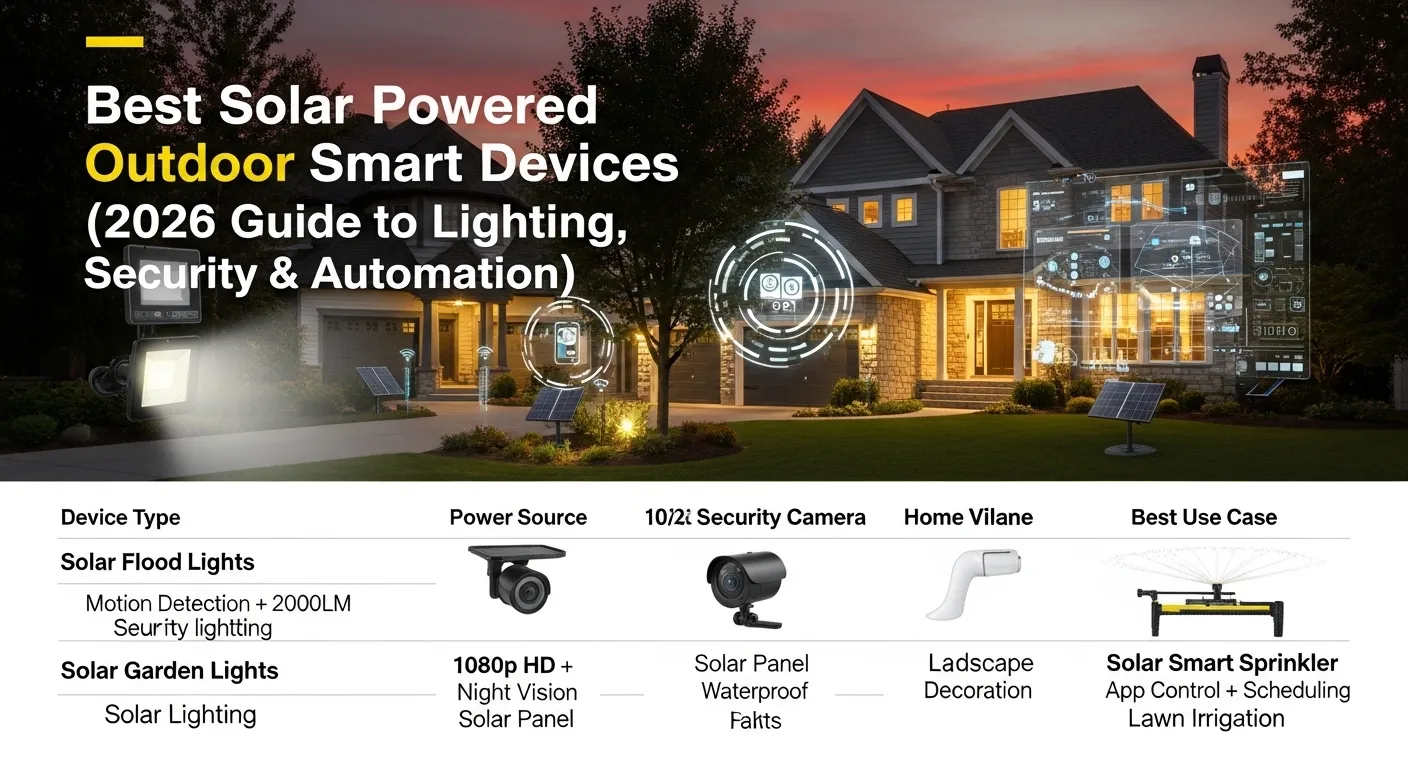 👉 Best Solar Powered Outdoor Smart Devices (2026 Guide to Lighting, Security & Automation)