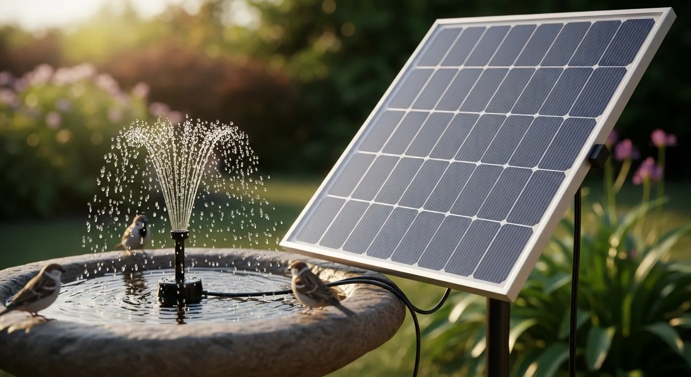 Solar powered fountain pumps for bird baths