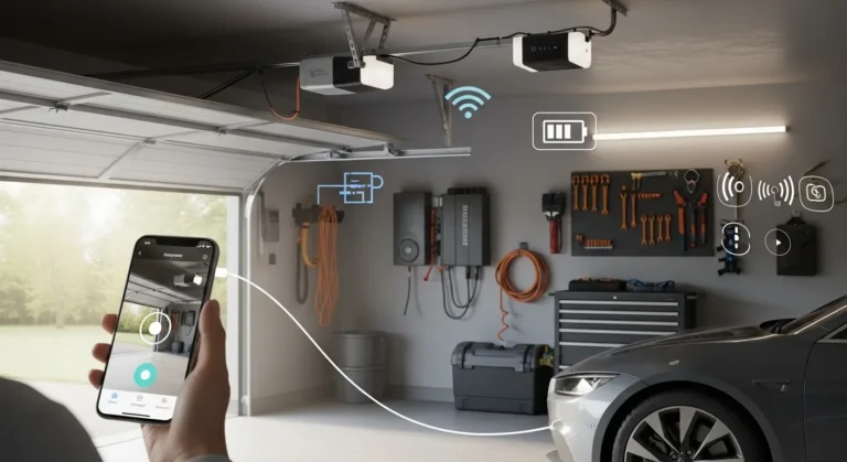 Smart garage door openers with battery backup