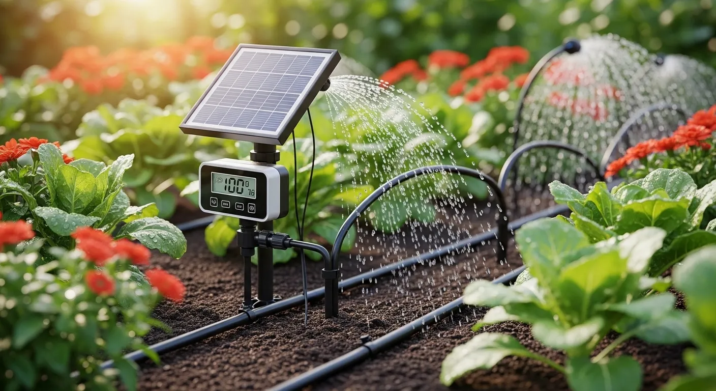 Solar powered irrigation controllers for gardens