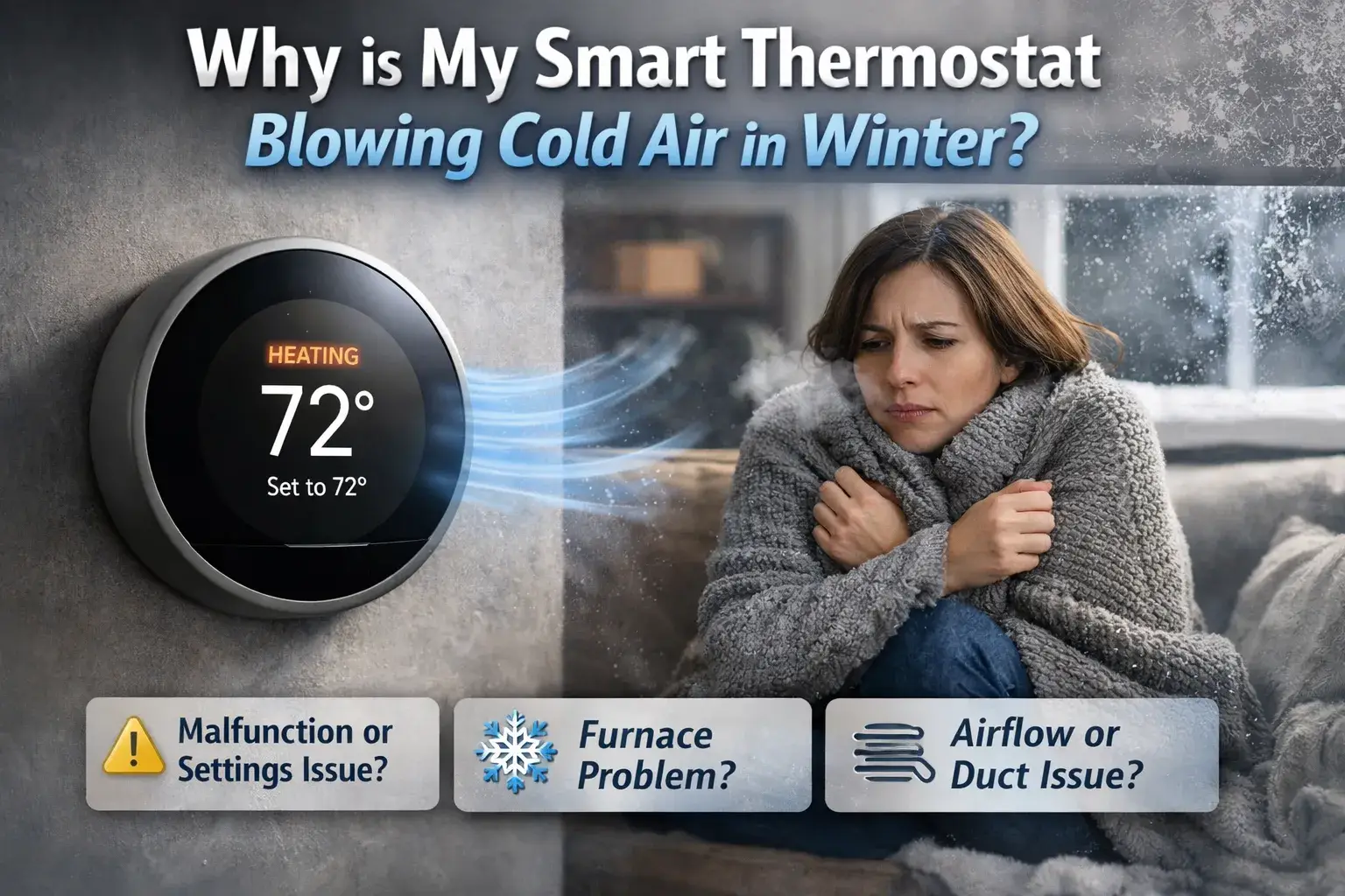 Why is my smart thermostat blowing cold air in winter?
