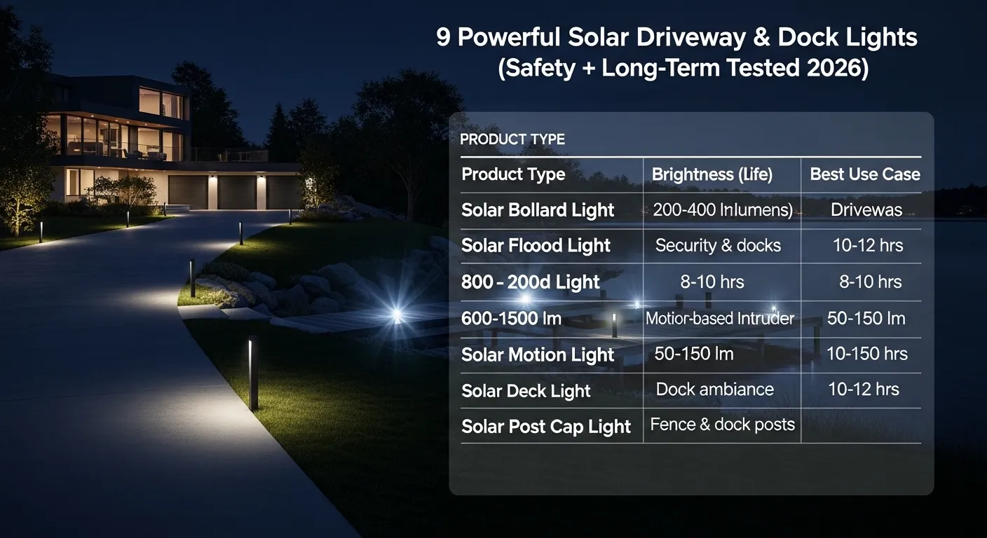 9 Powerful Solar Driveway & Dock Lights (Safety + Long-Term Tested 2026)