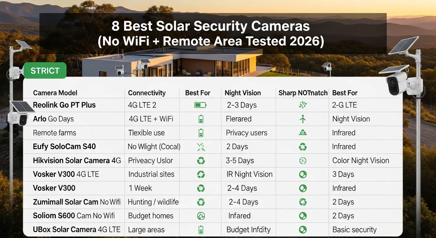 8 Best Solar Security Cameras Without WiFi (Tested for Remote Areas 2026)