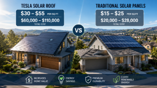 Tesla Solar Roof cost per square foot comparison with traditional solar panels on residential homes in 2026